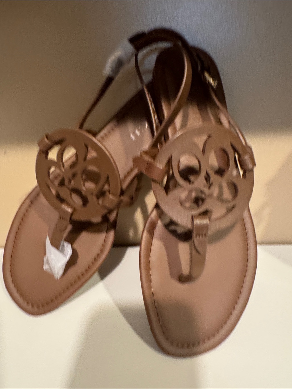 Coach Brown Logo Cutout Thong Sandals